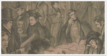 Students in the Sociëteit Minerva on Breestraat (1832)